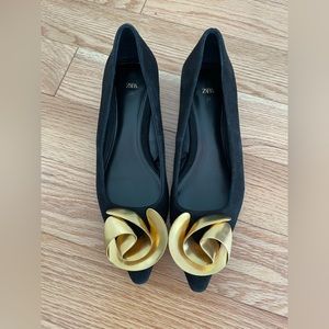 Zara metal flower ballet flat